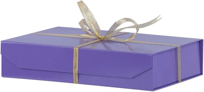 PACKGILO 1 Pack Purple Gift Box with Lids Small 12 x 8 x 2.7 Inches Clothes Gift Boxes for Presents Shirt Gift Boxes with Ribbon Magnetic Gift Box Bulk Cute Box for Packaging (Glossy Surface) - Image 1